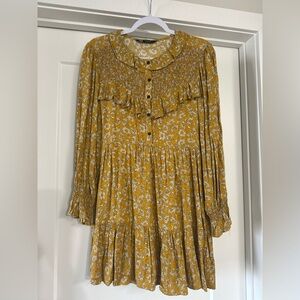 ZARA Floral Yellow and White Patterned dress